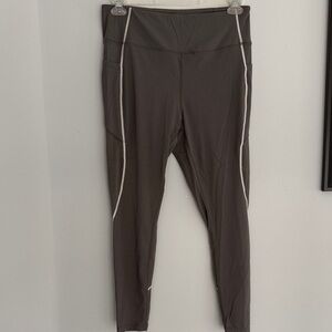 Baleaf Charcoal Gray Leggings with White Side Trim